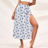 Fleur - Floral High-Slit Midi Skirt