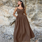 Gabi - Linen High Waist Dress