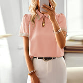 Melinda - Women's Elegant Polo-Collar Short Sleeve Top