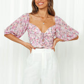 Linda - Pleated Cropped Blouse