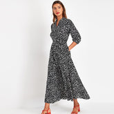 Calinna - Polka-Dot Maxi Shirt Dress