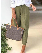 Gvan - High Waist Linen Pants For Women