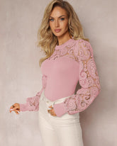 Amelie - Women's Lace Sleeve Knit Top
