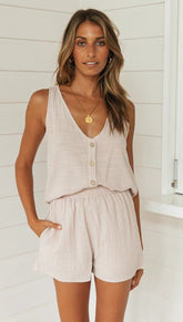 Cevia - Cotton Gauze Set of Vest and Shorts