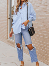 Garcia - Women's Striped Shirt With Voluminous Sleeves And Shirred Cuffs