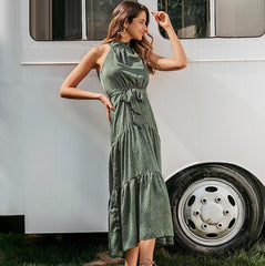 Lunea - Halter Neck Tiered Midi Dress