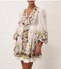 Ninel - Lantern Sleeve Mini Dress