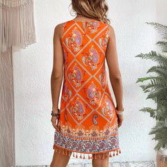Paloura - Paisley Tassel Hem Dress