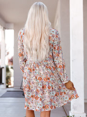 Viella - Floral Long-Sleeved Mini Dress