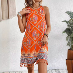 Paloura - Paisley Tassel Hem Dress