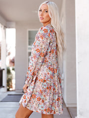 Viella - Floral Long-Sleeved Mini Dress