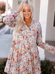 Viella - Floral Long-Sleeved Mini Dress