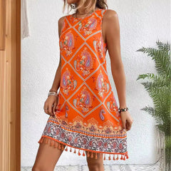 Paloura - Paisley Tassel Hem Dress