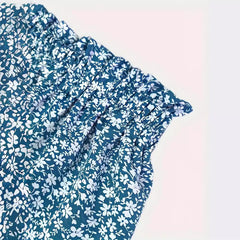 Tisha - Blue Floral Elastic Waist Skirt